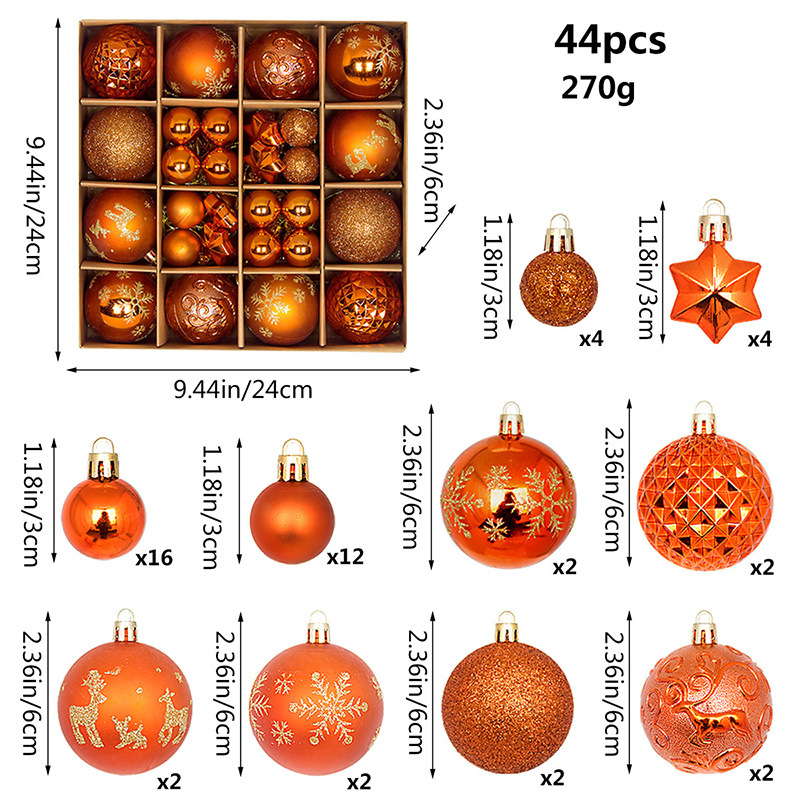 Juego de Esferas Navideñas Set de 44 Piezas 3-6 cm de Plástico Colgante para Árbol de Navidad image 20
