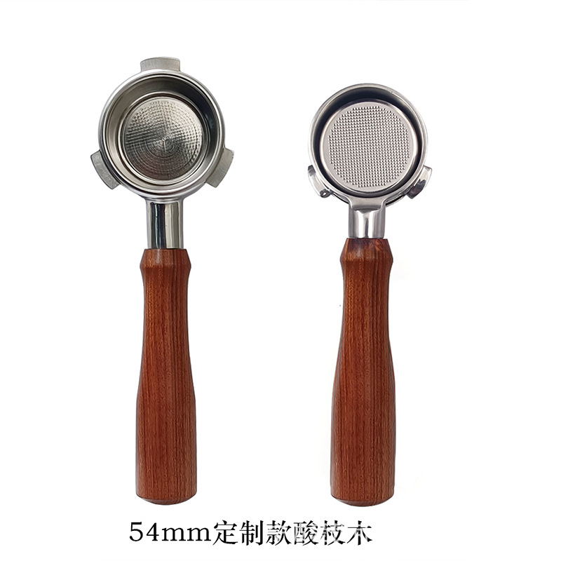 Mango de acero inoxidable 304 mango sin fondo mango 54mm regular de madera mango sin fondo máquina de café filtro Accesorios