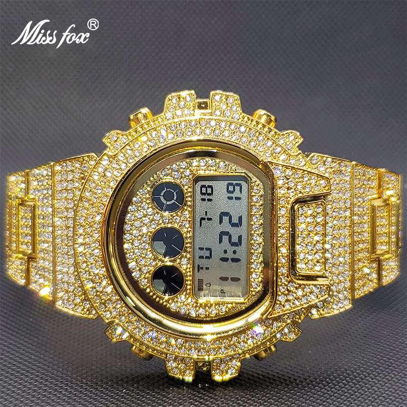 Malishi MISSFOX Watch Card Home Western European Full Diamond Electronic Luxury Fashion Chronograph Alarm Clock Men's Watch