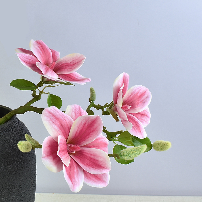 붉은색의 큰 장미꽃 3송이 (전체길이 57cm)