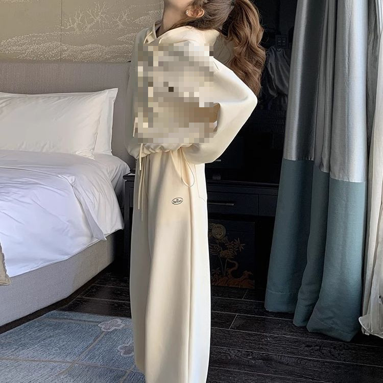 米白色时尚运动套装女2025秋季新款学院风连帽卫衣休闲长裤两件套