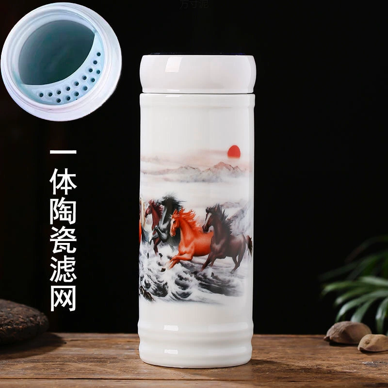 Двухслойная керамическая чашка для воды для мужчин и женщин с чайной утечкой большой емкости