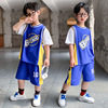 Boy summer Basketball clothes suit 2021 new pattern Big Kids motion Easy Two piece set Child Jersey handsome