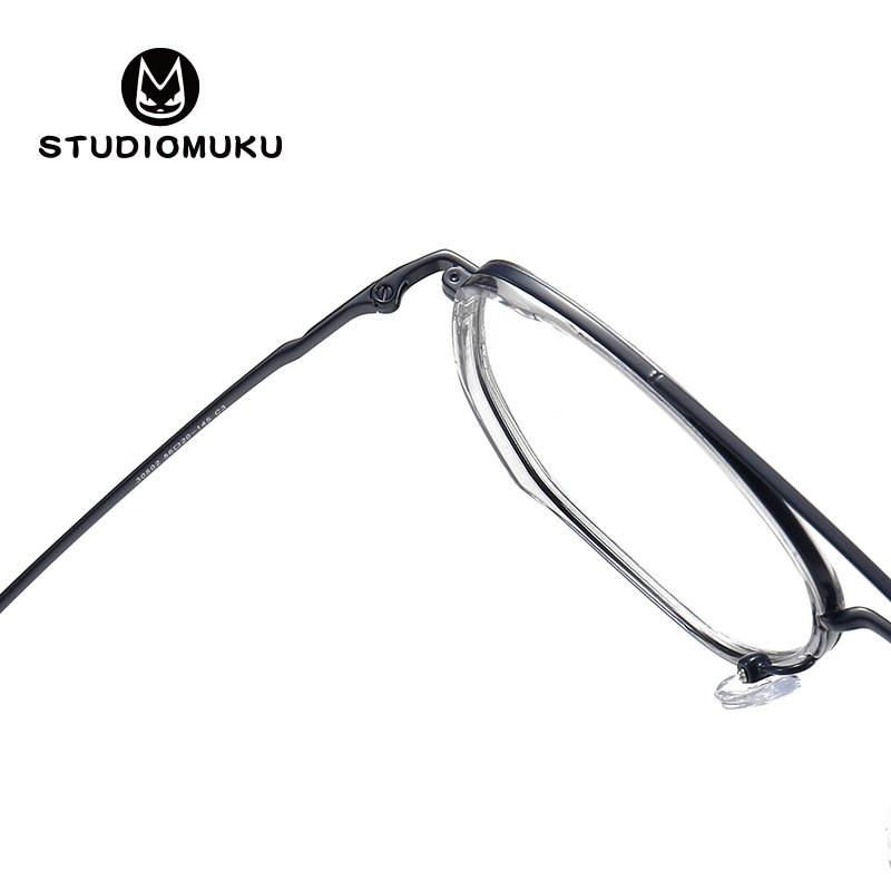 STUDIOMUKU madera fresco gafas cuadrado doble viga gafas marco decorativo llano gafas gradiente marco gafas