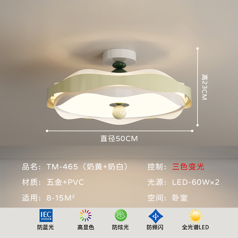 Diseñador de restaurante de espectro completo de estilo antiguo 2025 nueva lámpara de estudio de nogal viento crema protección ocular lámpara de techo de dormitorio