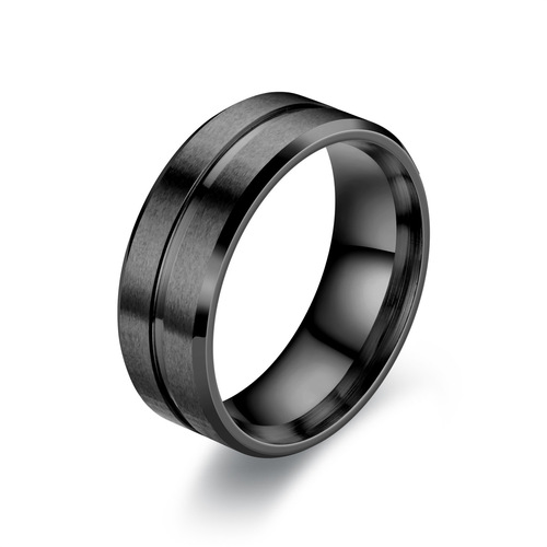 Daihao Cross-border Handmade Jewelry 8MM Width Center Groove Sanding Men's Stainless Steel Ring European and American Popular Accessory