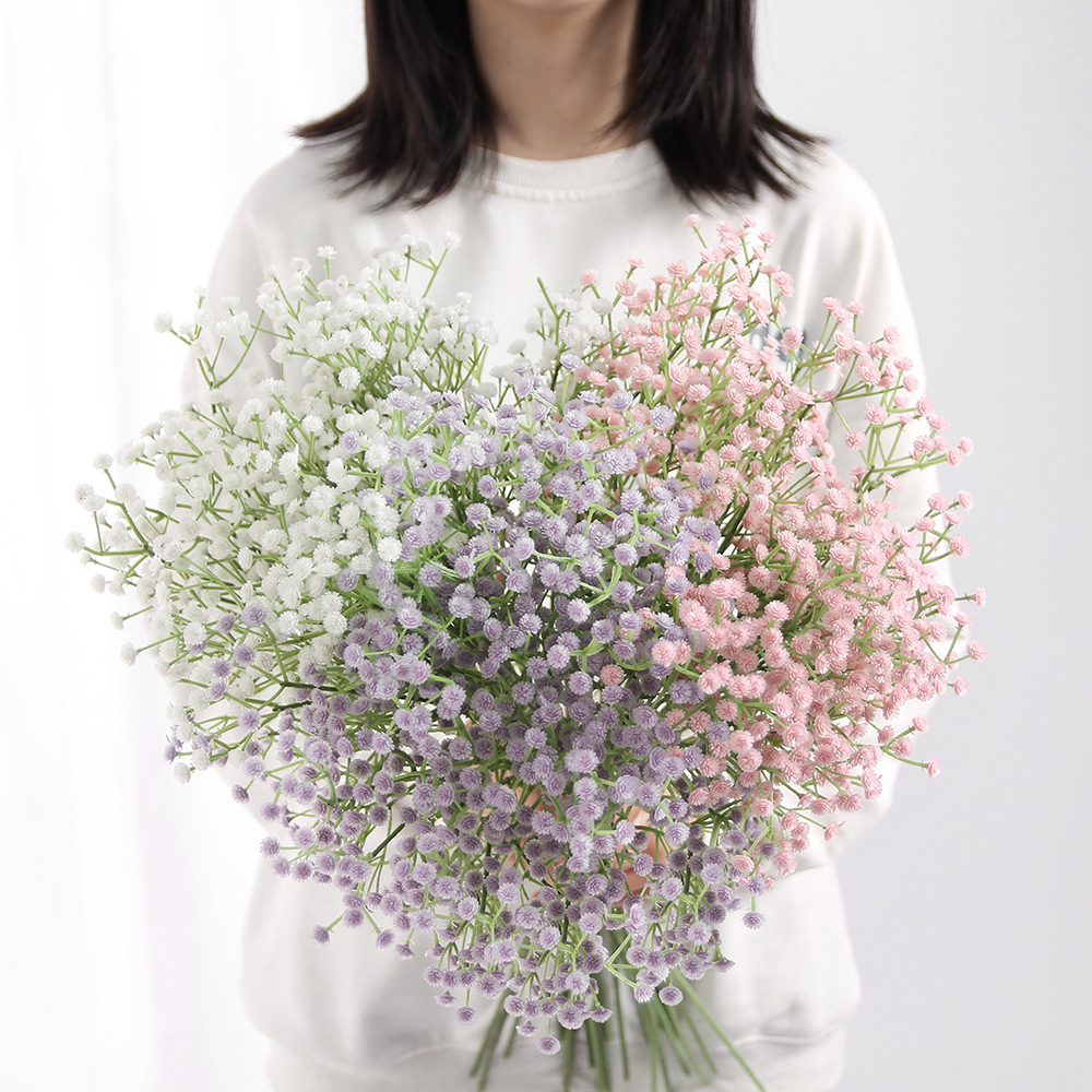 Simulated gypsophila bride wedding decoration single plastic hand-held bouquet PU hand-feel home ornaments decorative fake flowers