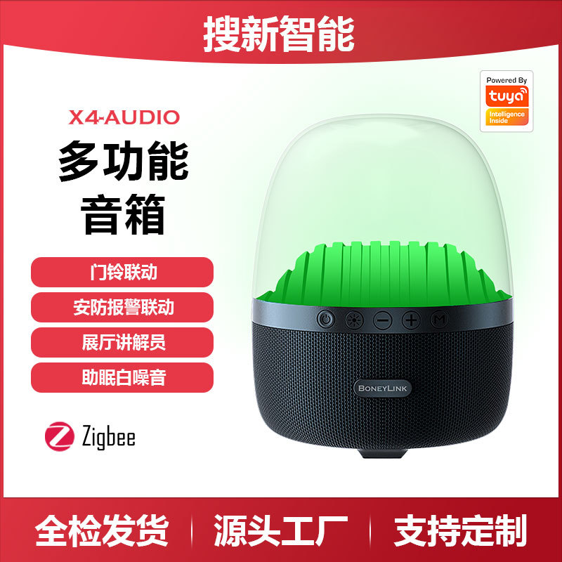 厂家直销涂鸦无线蓝牙多彩呼吸灯多功能场景联动闹钟定时智能音箱