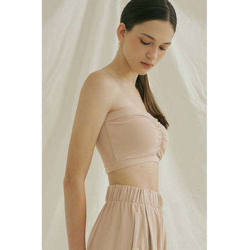  New Arrival European & American Style Yoga Workout Bandeau Set: Dance Training Ins-inspired Bandeau Top + Wide-Leg Pants—Two Pieces