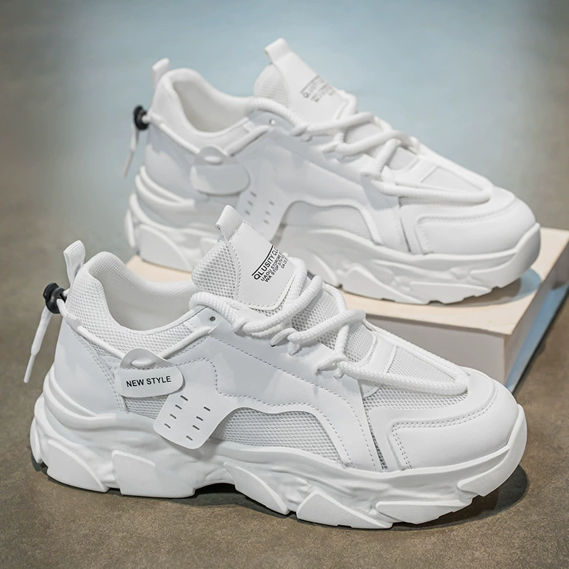 Весенние мужские кроссовки новые дышащие сетчатые спортивные кроссовки мужские модные универсальные белые кроссовки на толстой подошве кроссовки для папы на заказ