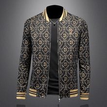 印花外套春秋夹克7776韩版立领潮流高品质欧货修身时尚休闲男新款