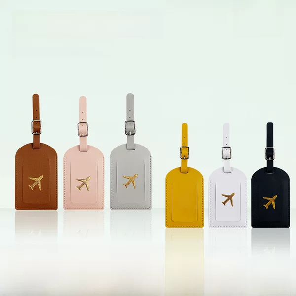 Wholesale Cross-Border Customizable Logo Thickeneded Imitation Leather Hot Stamping Aircraft Leather with Signature Paper Pu Leather Travel Luggage Tag