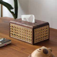Extractable solid wood tissue box living room napkin box wicker desk wood paper towel storage organizer box