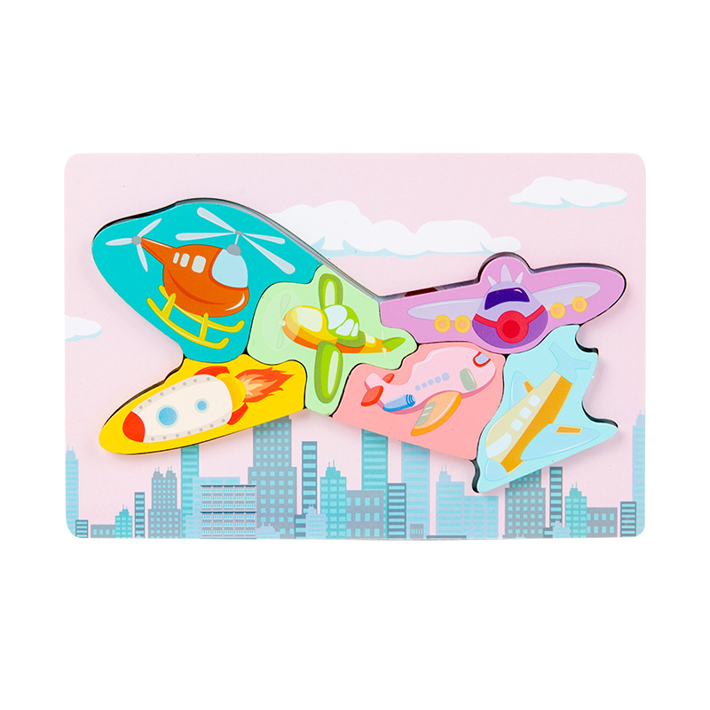 Juguetes educativos de madera para niños pequeños, bloques de construcción al por mayor, rompecabezas 3D creativos con forma de animales para emparejar.