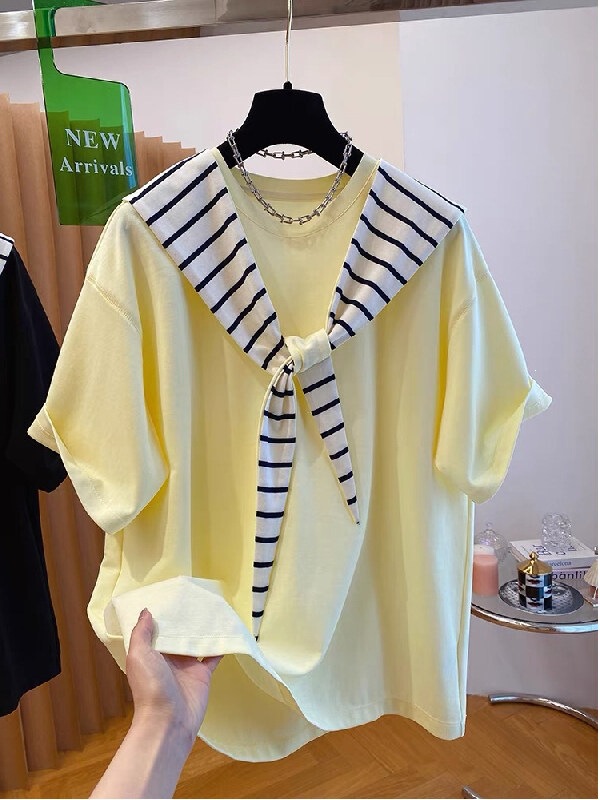 Maternity Wear with a Stylish Design, Shawl-Style Shirt, Women's Two-Piece Set, Summer New Loose-Fitting Korean-Style Short-Sleeve Trendy Yellow Top Maternity Wear with a Stylish Design, Shawl-Style Shirt, Women's Two-Piece Set, Summer New Loose-Fitting Korean-Style Short-Sleeve Trendy Yellow Top
