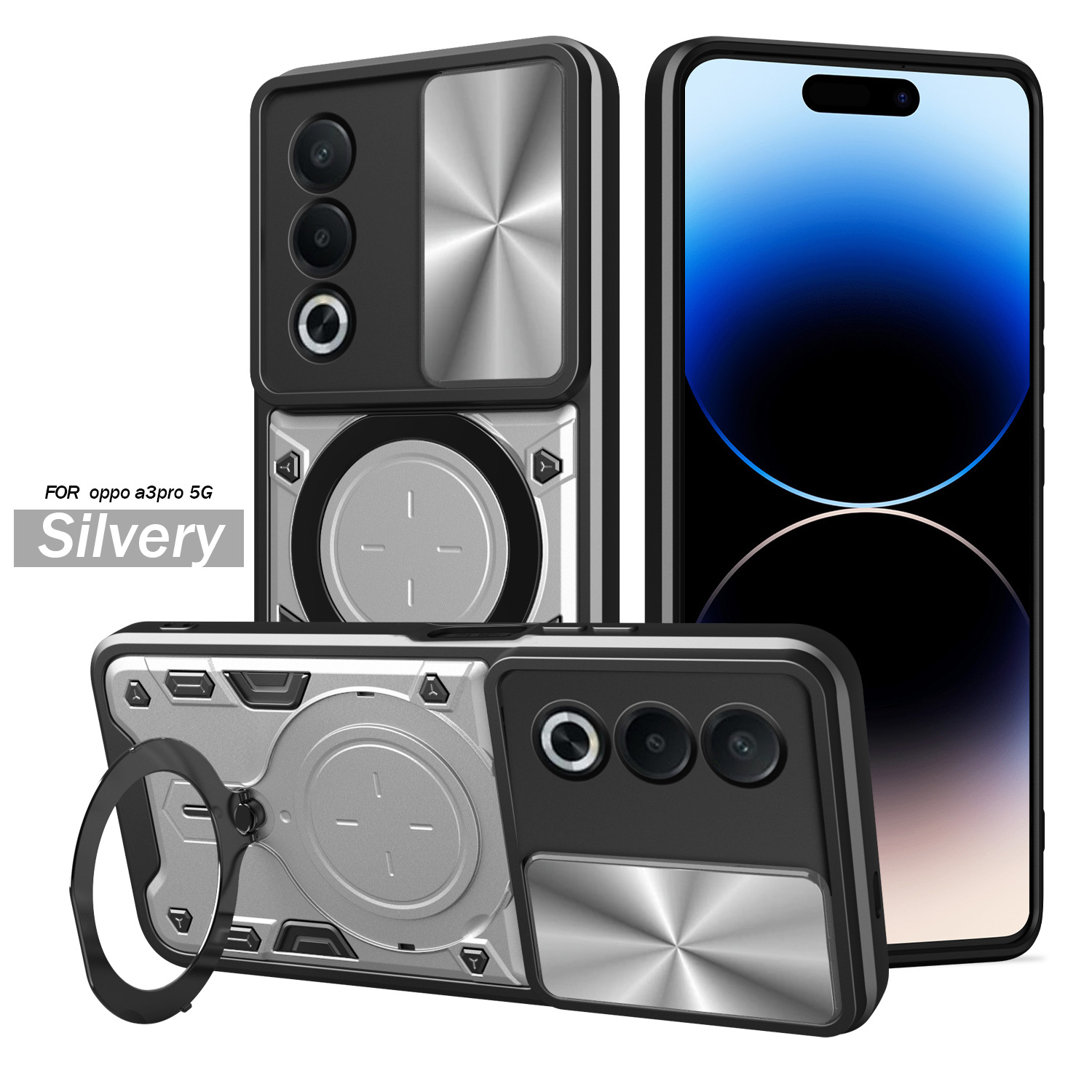 Casas de diseño CD OP A3 PRO caja de teléfono celular resistente a la caída absorción magnética + ventana de empuje lente protectora cubierta de teléfono celular