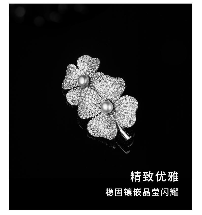 法式复古幸运草胸针小众时尚百搭四叶草胸花新品网红潮