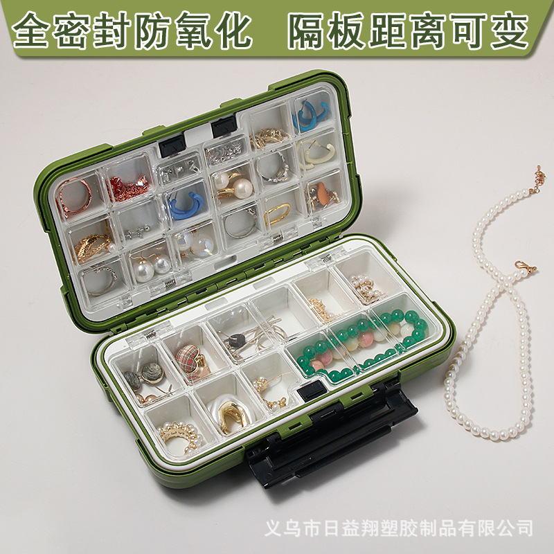 新しいジュエリー収納ボックスプラスチックフリップカバー取り外し可能なインナーグリッドジュエリーボックス大容量ネックレスイヤリングジュエリー収納|undefined
