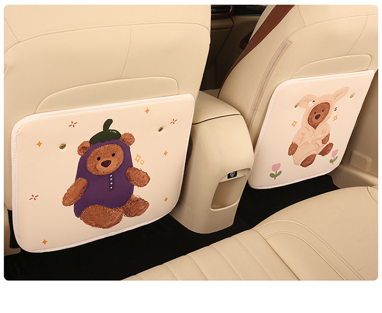 Cartoon Anti-Kick Pad, Leather Printed Seat Back Protection Pad, Car Rear Seat Anti-Kick Pad, Universal for Rear Seats