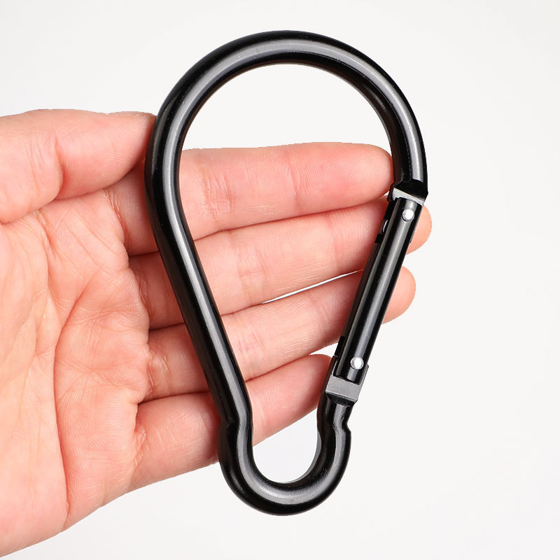 10cm Outdoor Aluminum Alloy Carabiner All Black Spring Buckle Backpack Hook Extra Large Connecting Ring Camping Style Accessories