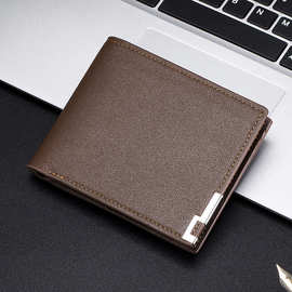 跨境新款钱包男士短款韩版青年铁边钱夹横竖款学生潮流多功能卡包