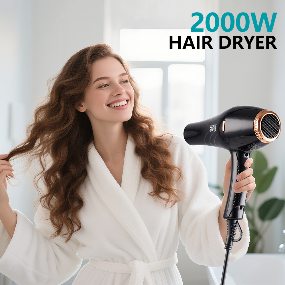 Secador de pelo Winningstar para uso doméstico y profesional, con 2 velocidades y 3 ajustes de temperatura, de alta potencia, ideal para peluquerías y el hogar.