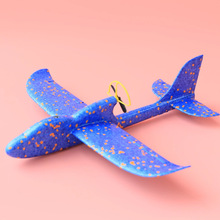 手拋飛機泡沫充電彩燈回旋拼裝航模戶外兒童玩具滑翔機獨立站代發