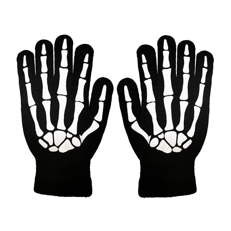 Black knitted gloves, halloween