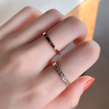 2件套 新款时尚微镶钻罗马戒指套装 韩版简约个性指环戒指组合女