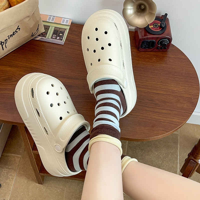 Women's Summer Beach Clogs With A Stepping-On-Feces Feel, Height-Increasing Thick-Soled Top Quality EVA Non-Slip Closed-Toe Sandals_voghion.com