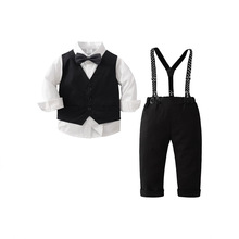 外贸童装背带裤西服儿童套装宝宝衣服春秋季英伦绅士礼服男童秋装