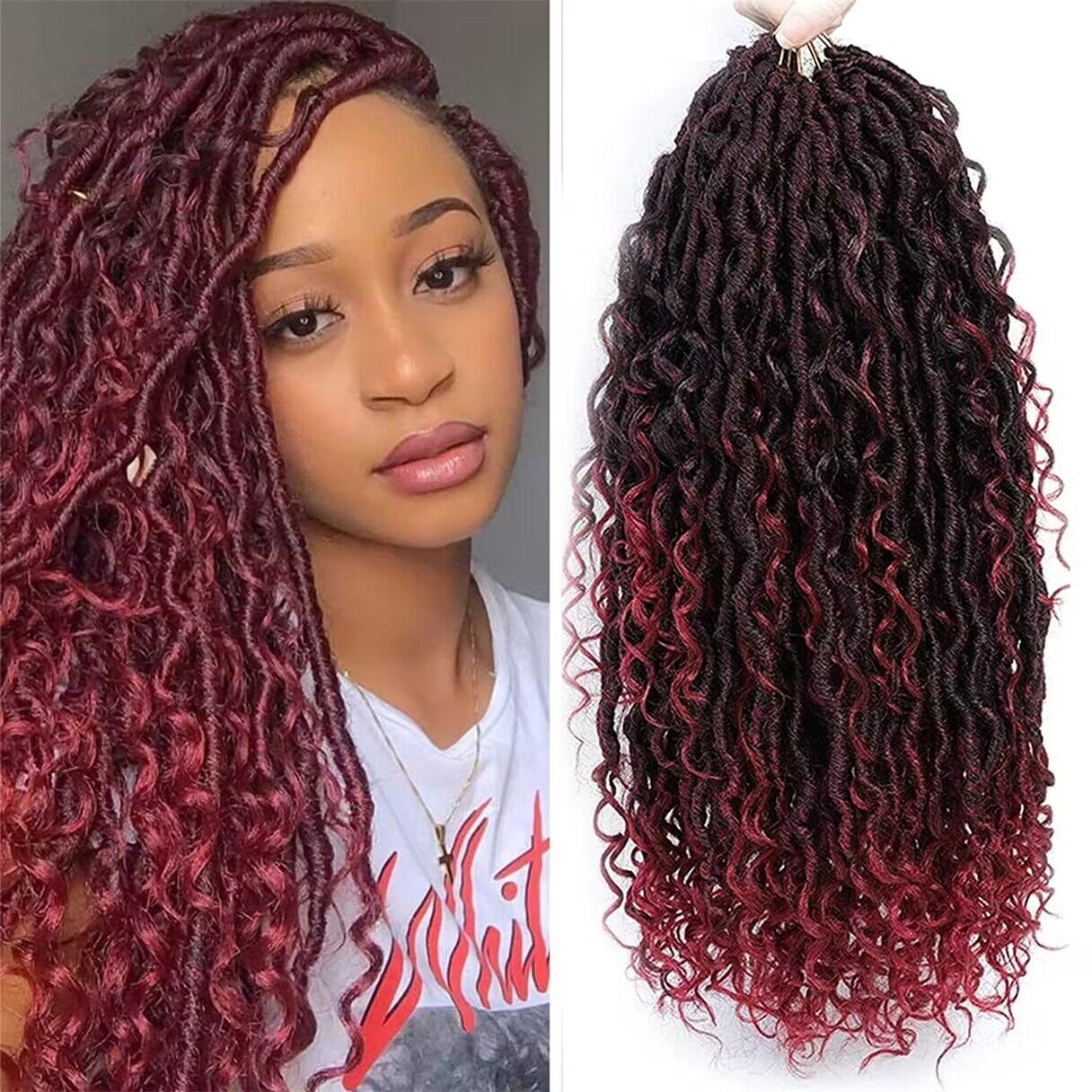 Fibra química Africana trenza sucia Faux Goddess River Locs 18 pulgadas concubina crochet pelo peluca europea y americana