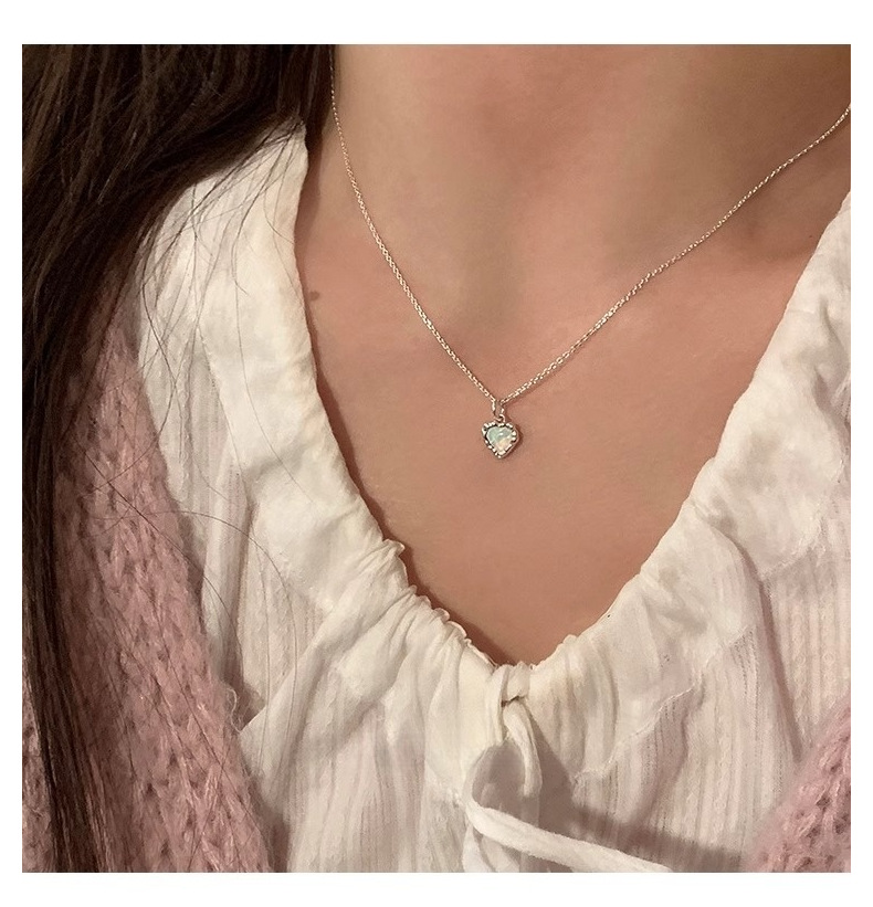 925 Sterling Silver Material 925 Sterling Silver Cable Chain Heart Shape Pendant Necklace