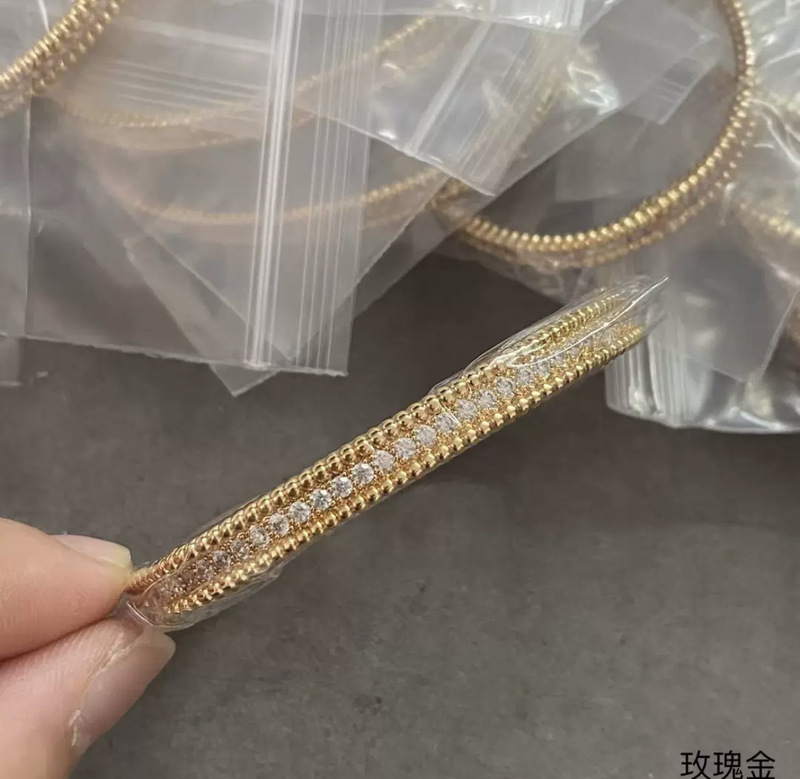 18K ゴールド ホワイト ゴールド ローズ ゴールド ナロー カラフル カーニバル ブレスレット ビーズ ライン ダイヤモンド ワイド バージョン 四つ葉のクローバー ブレスレット|undefined