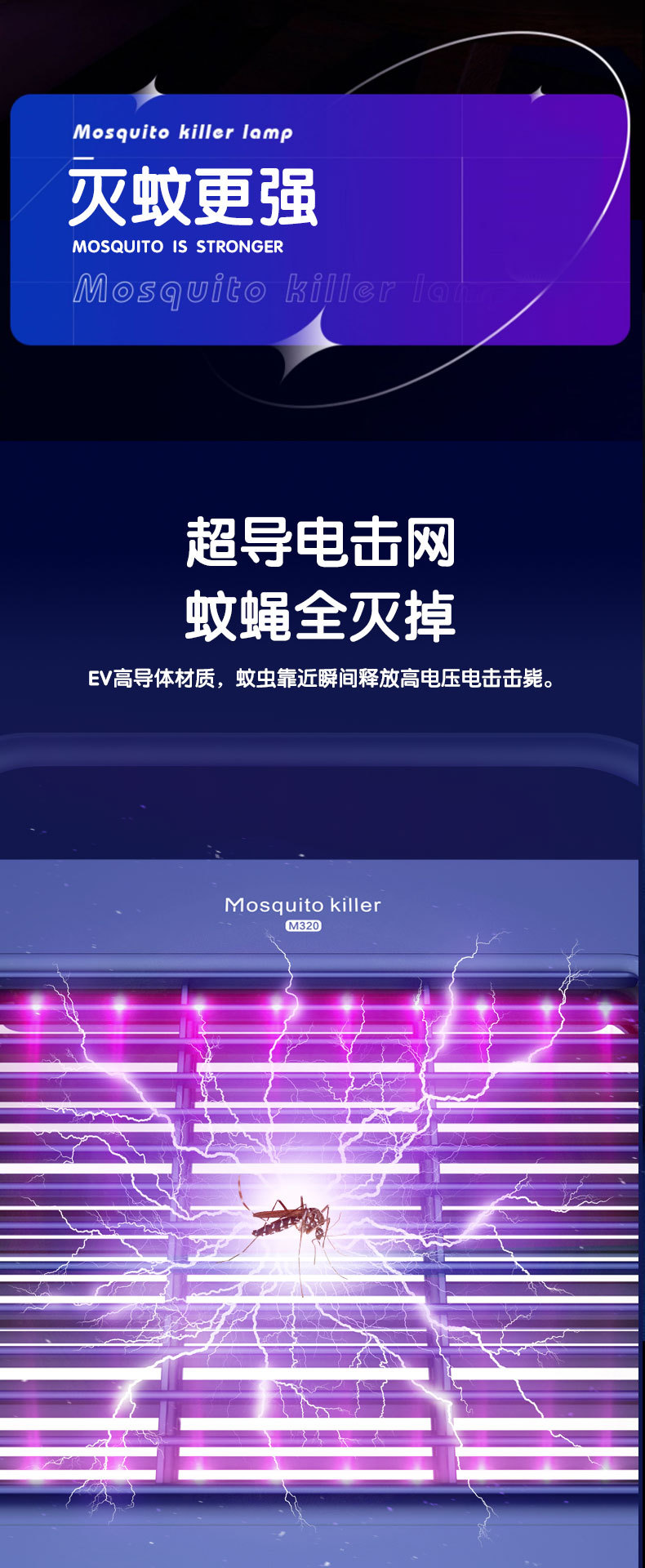 新款光波诱蚊电击式室内家用餐厅露营驱蚊蝇桌面挂壁二合一灭蚊灯详情7