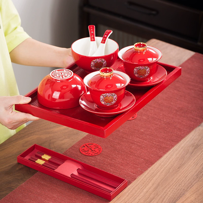 Red ceramic tea cup, tea set, Birthday gift