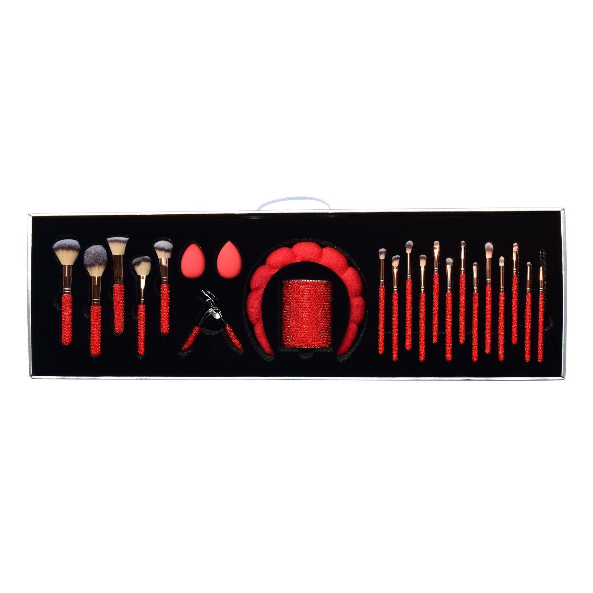 Lleno de diamantes nuevo juego de cepillo rojo