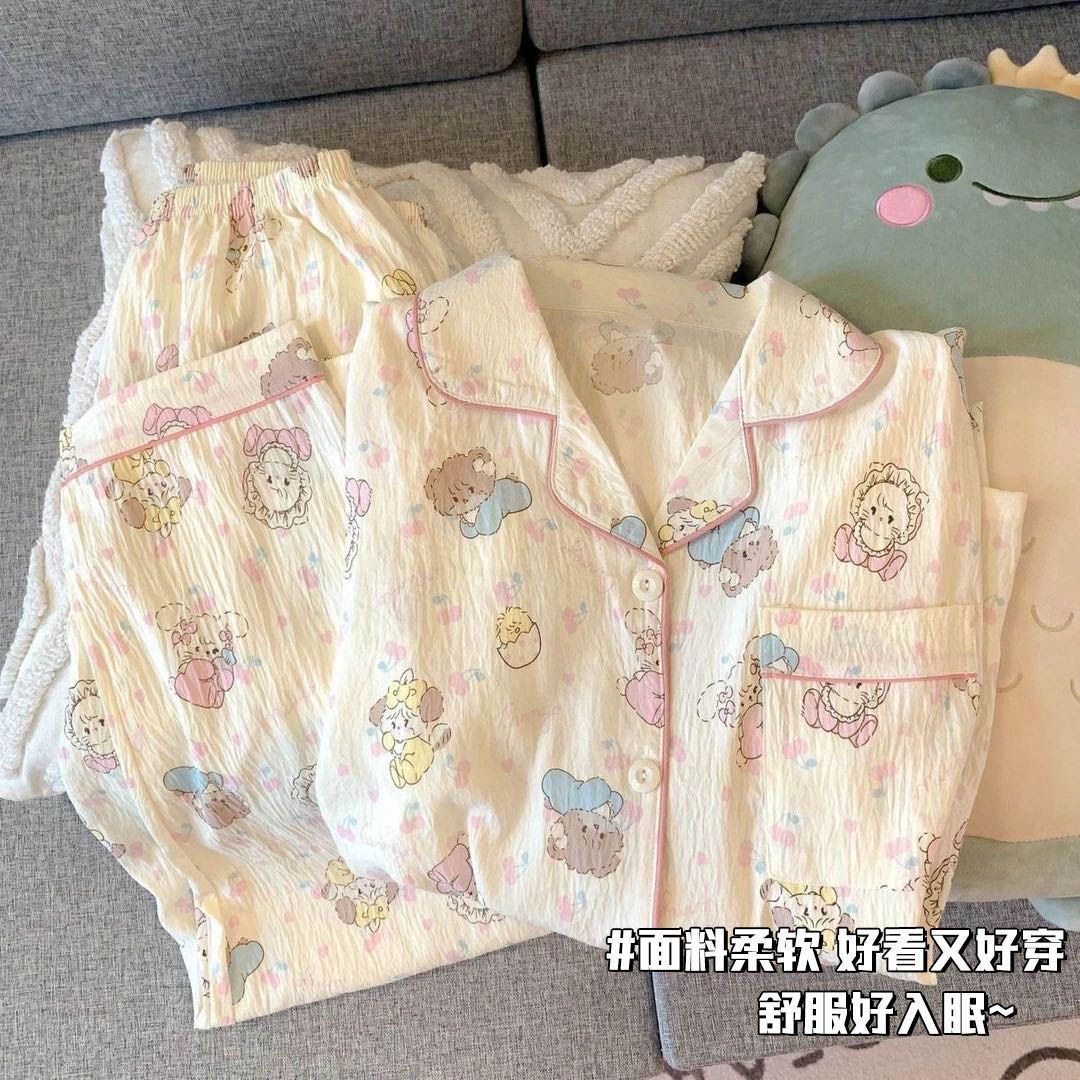 跨境女童云朵100睡衣春秋季新款儿童卡通睡衣可爱柔软中大童家居