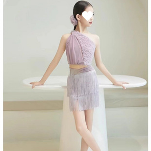 Summer New Latin Dance Clothing Practice Clothing Performance Comfortable Suit Whitening High-End Skin-Friendly Children's Stage Performance Clothing