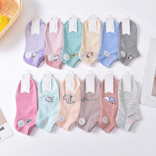 Socks women's Japanese ins fashionable short socks spring and summer cartoon new low-top boat Socks women's cotton thin socks wholesale