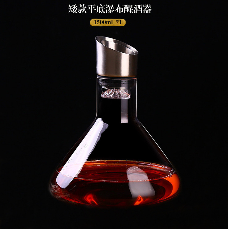 Decantador de vino tinto de cristal estilo lujo ligero al por mayor con tapa, cascada Blue Mountain, juego de alta gama