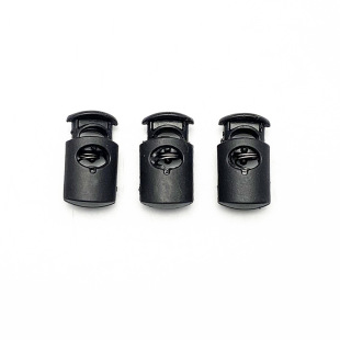 Factory Direct supply plastic spring Buckle PP single hole elastic rope adjustable anti-slip mine black and white rope buckle accessories in stock