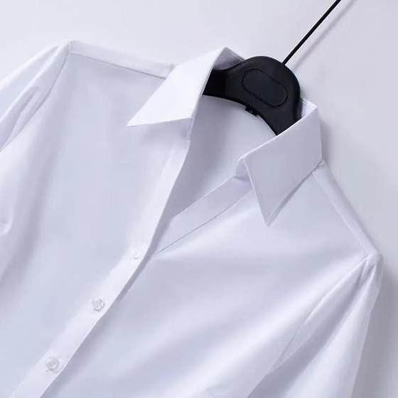 V-Neck White Shirt Women's Spring and Summer Long-Sleeved Business Wear Hotel Dress White-Collar Fashion Reception Work Clothes Work Shirt