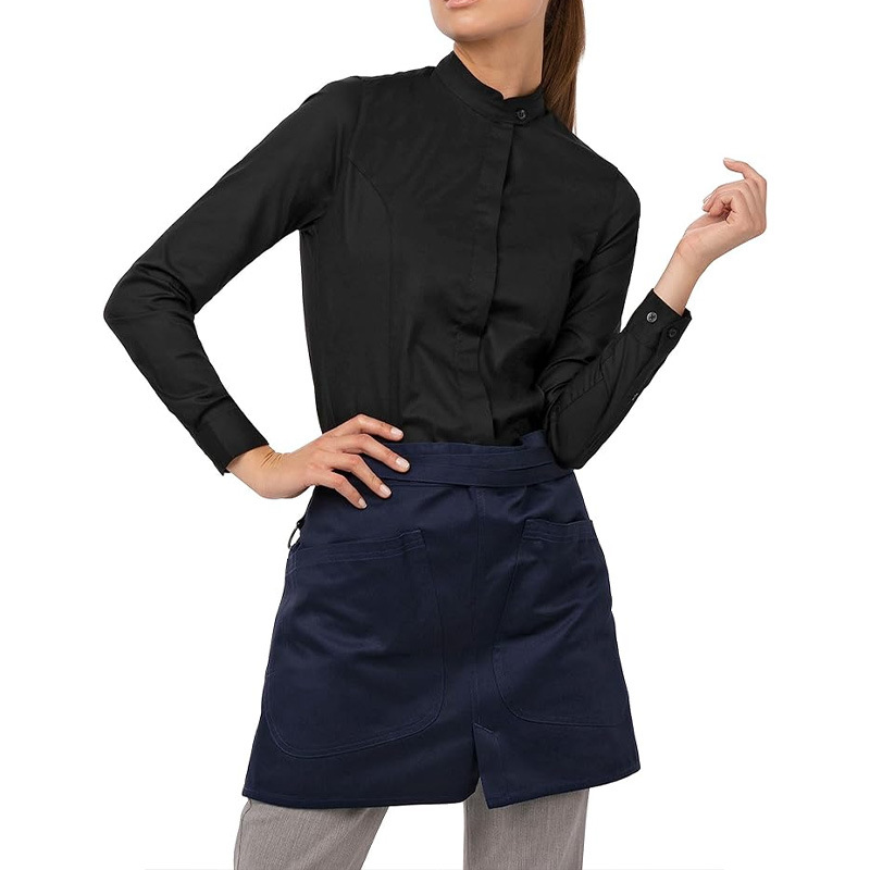 Amazon crossover nuevo delantal corto de media longitud abierto restaurante camarero ropa de trabajo hogar cocina delantal algodón