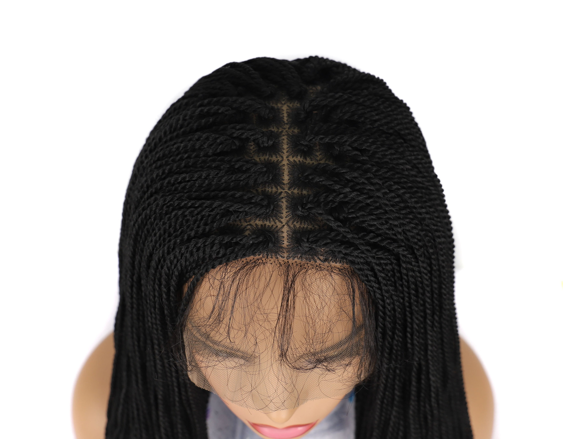 Synthetic wig Chemical fiber front lace double twisted wig for women's dirty braid headband_voghion.com