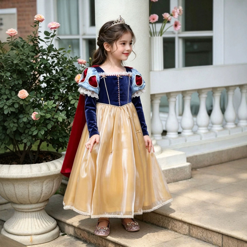 Girls' Snow White Dress Long Sleeve Dress Spring and Autumn Stage Performance Gown Cute Princess Dress Girls' Snow White Dress Long Sleeve Dress Spring and Autumn Stage Performance Gown Cute Princess Dress