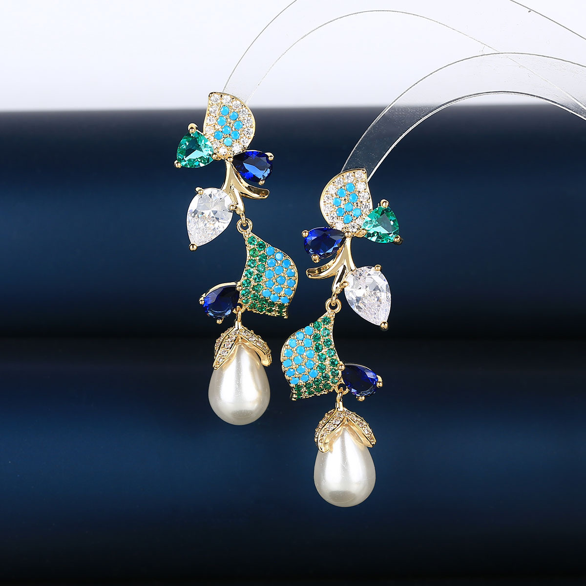 Fashionable stone inlay drop-shaped with zircon