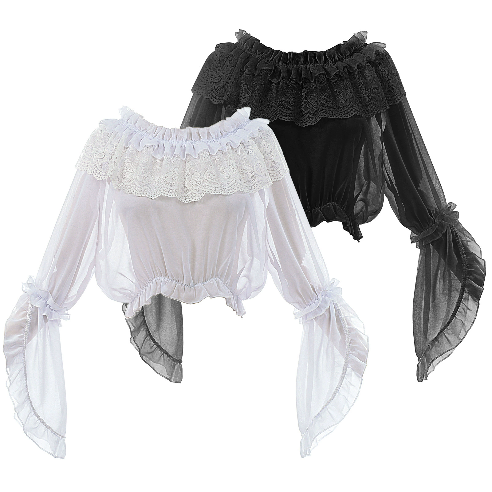 Европейские и американские трансграничные рукава с длинными рукавами и воротником Лолиты