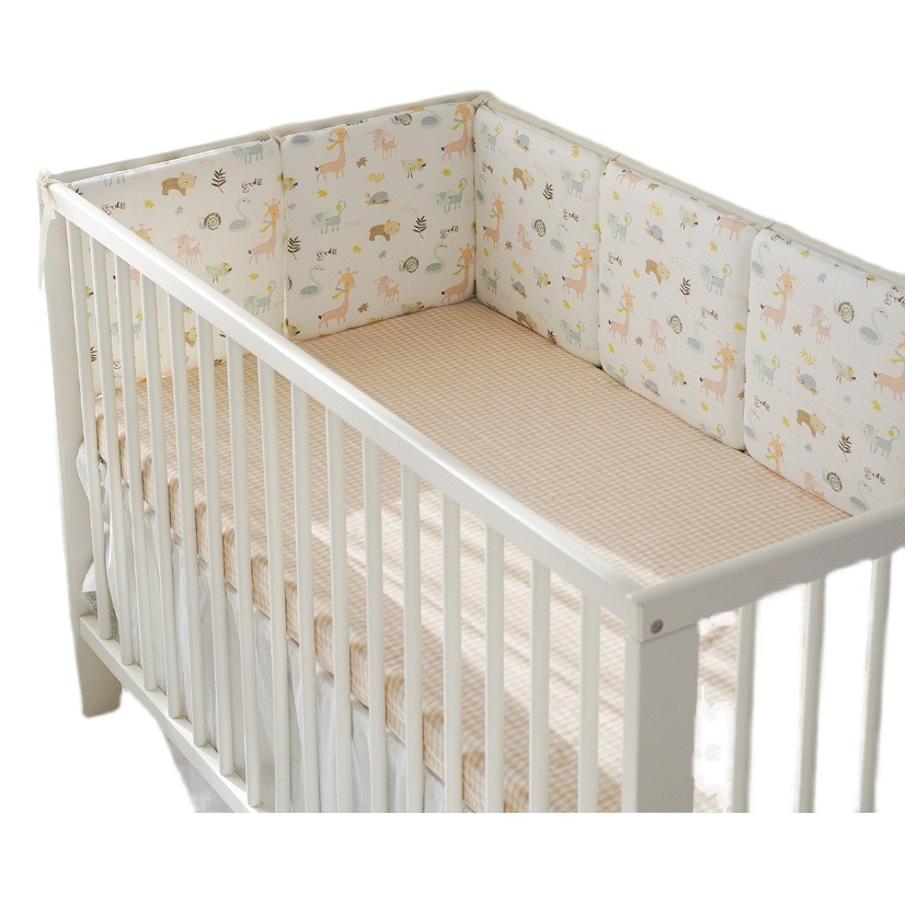 Crib Surround Ins New Cartoon Embroider Pure Cotton Anti-Collision Free Combination Gauze Bed Back Baby Bedding