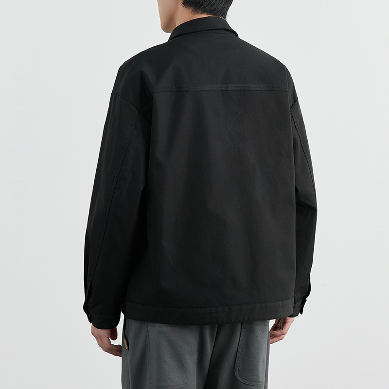 WOOG2005 chaqueta de solapa negra de los hombres 2024 primavera nueva moda costura herramientas chaqueta casual hombres